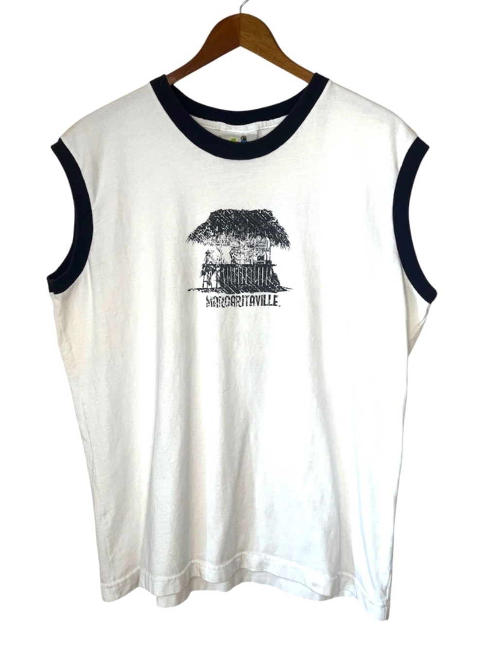 Vintage Margaritaville Jamaica Carribean Jimmy Buffet Tiki Hut Ringer Tank Top L